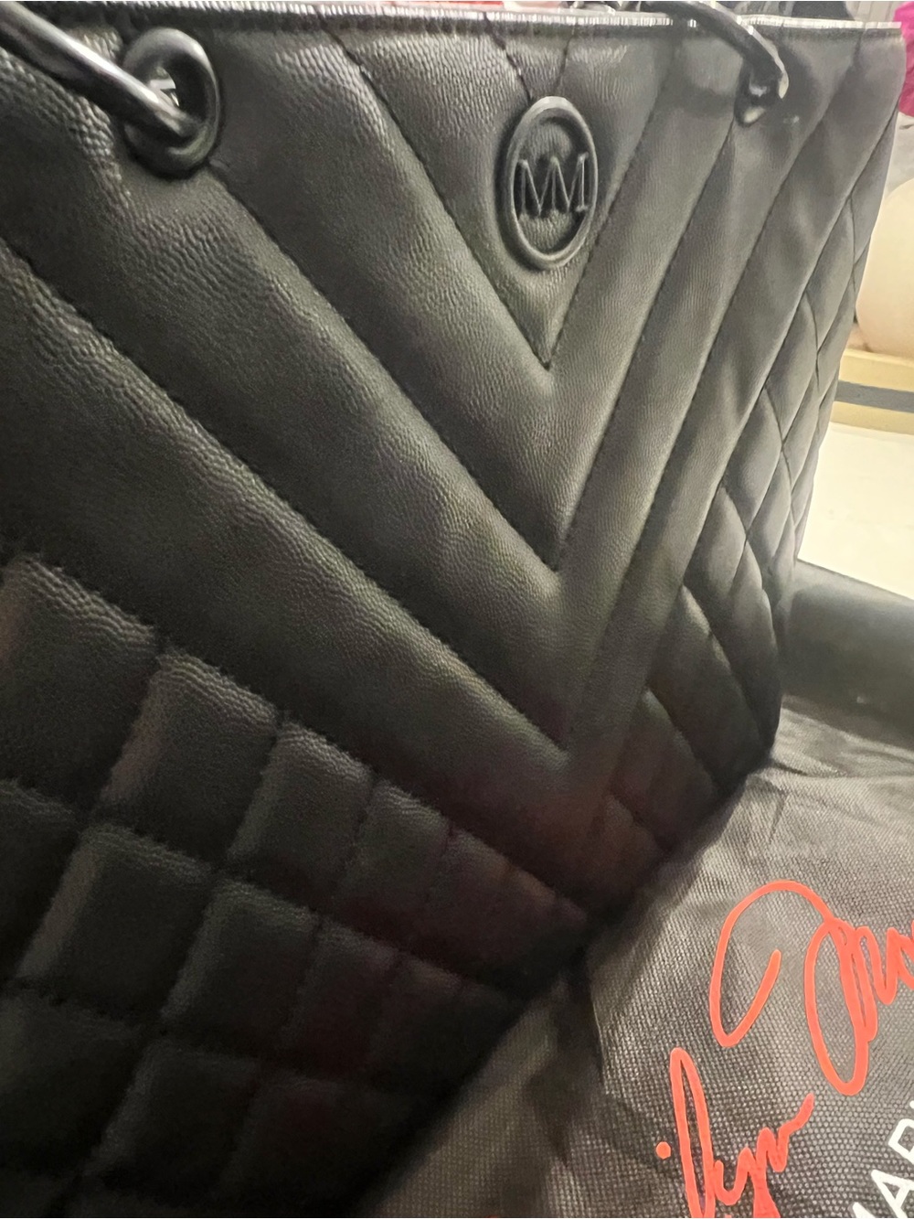 Marilyn Monroe Quilted Black Shoulder Bag with MM Logo